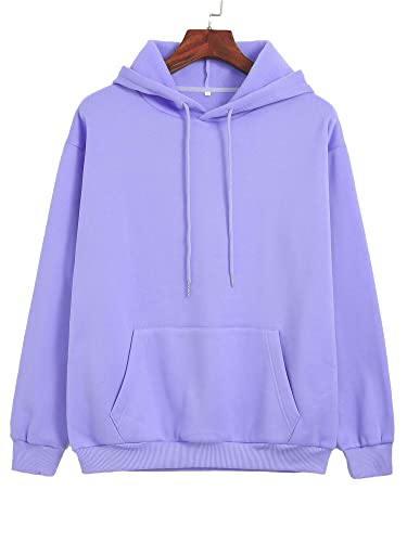Toplot MenS Causal Solid Woolen Blend Hoodie With Hooded Neck (Mens-Hoodie-5047-Purple-M)