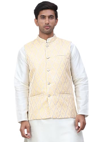 Jompers Mens Embossed Silk Blend Nehru Jacket