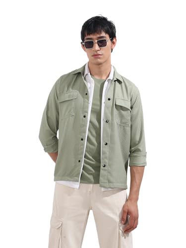 The Indian Garage Co Mens Regular Fit Textured Cutaway Collar Full Sleeves Sweater