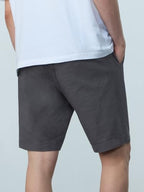The Souled Store Chino Shorts: Storm Grey Men and Boys Buttoned Solid Regular Fit Knee Length Cotton Blend Chino Shorts