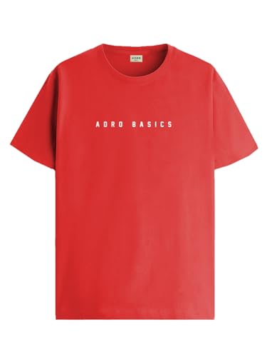 ADRO Men's Solid Regular Fit T-Shirt (RN24-AR2-RD_Red