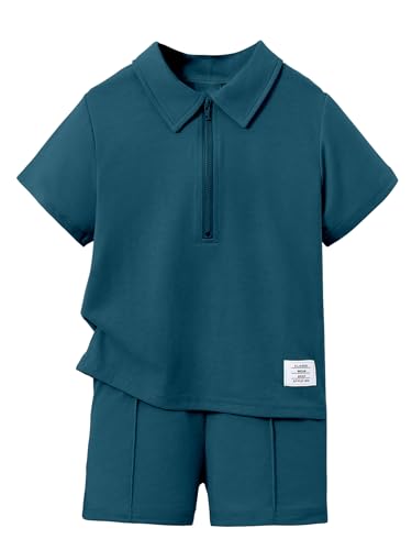AVANOVA Boys Indigo Blue Polo Collar Short Sleeve T-Shirt & Shorts Set | Summer 2 Piece Outfit | Casual Sportswear for Kids | So