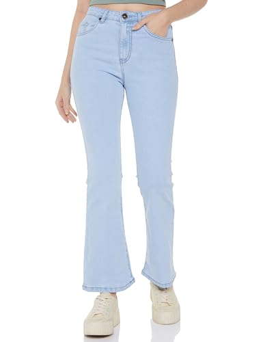 INKD Womens Flared Bootcut Jeans - High-Rise | Enzyme Wash | Classic 5 Pocket Styling (INKSS24WJN-410-Seaside Slate-32)