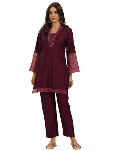 Libas Womens Self Design Silk Blend Co-Ord Set For Women