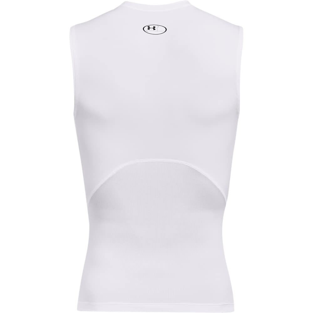 Under Armour Men's Armour HeatGear Compression Sleeveless T-Shirt , White (100)/Black, Small