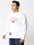 Bewakoof Plus Official Naruto Merchandise Akatsuki Mens Graphic Print Oversized Fit Full Sleeve Round Neck Cotton Plus Size T-S