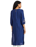 W For Woman Rayon Solid V-Neck Straight Kurta For Women