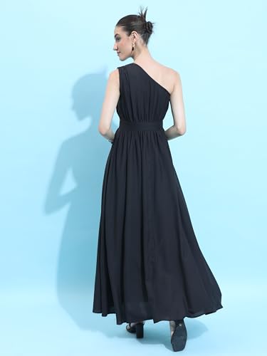 Ketch Cotton Blend Women Casual Fit Black Dress Maxi Khj6000351