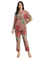 Lookmark WomenS Cotton Blend Floral Printed Full Sleeves Hip Length Button Down Collared Kurti Set | Kurta Set For Women (Az-Lm