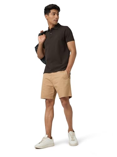 XYXX Mens Cotton Solid Regular Fit T-Shirt (XY_CR14_Polo Tshirt_1_Mocha Brown