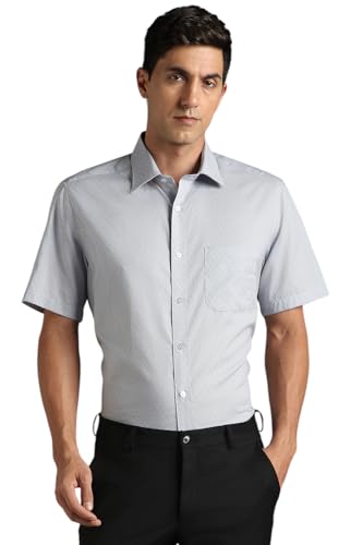 Louis Philippe Men Light Blue Print Half Sleeves Formal Shirt
