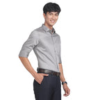 Turtle Men 100% Cotton Slim Fit Grey Solid Formal Shirt