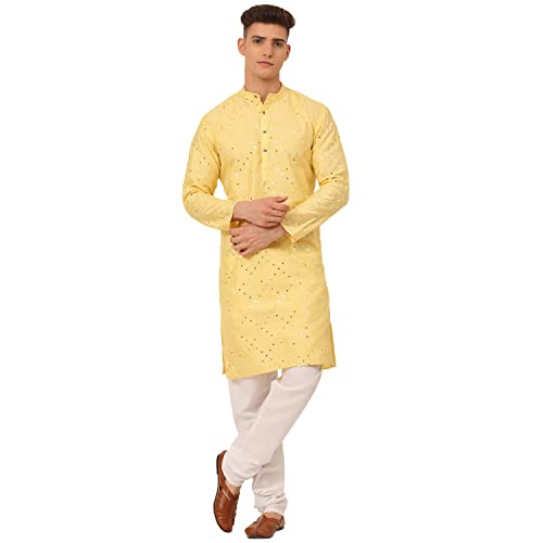 Jompers Mens Dupion Silk Embroidered Kurta Pyjama Set