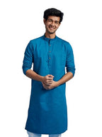 Diwas By Manyavar MenS Cotton Blend Self Design Kurta (Teal Blue,L)