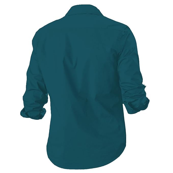 Rebelify MenS Cotton Blend Shirt With Pockets Full Sleeves Collared Neck Solid Pattern Botton Down Closure Relaxed Fit And Stan