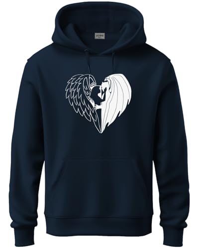 ADRO Men's Cotton Neck Hooded Sweatshirt (H24-DEVI-NB-L_Navy Blue)