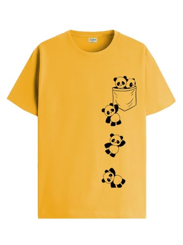 ADRO Men's Solid Regular Fit T-Shirt (RN24-POC-MU_Mustard
