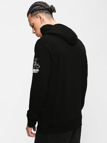Bewakoof Official Disney Merchandise Mickey Mouse Mens Graphic Print Regular Fit Full Sleeve Hooded Fleece Hoodies_652640_Black