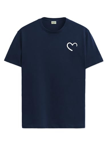 ADRO Men's Solid Regular Fit T-Shirt (RN24-STICK-HALF-NB_Navy Blue