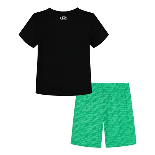 Under Armour UA PRINTED SHORT SET, BLACK/GREEN GEO, 4