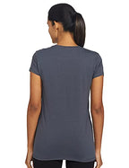 Enamor Essentials Womens Short Sleeve Crew Neck Slim Fit Breathable Stretch Cotton Tee With Graphic - E147(E147-Blue Night W/ A