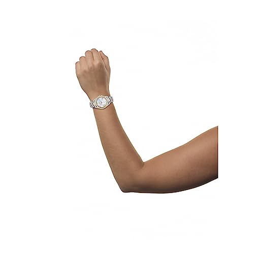 Citizen Women's Eco-Drive Dress Classic Crystal Watch in Two-tone Stainless Steel, Mother of Pearl Dial, 34mm (Model: EM0234-59D