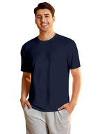 Shasmi Mens Navy Blue Rich Solid Round Neck Half Sleeve Plain Regular Fit Cotton T-Shirt l Comfortable and Versatile Fashion Te