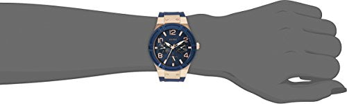 GUESS Women's Rose Gold-Tone Dial with Iconic Blue Stain Resistant Silicone Strap (Model: U0571L1)