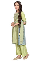 Aurelia Green Flared Kurta-Trousers-Dupatta Girls Set
