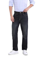 The Indian Garage Co Mens Slim Straight Fit Solid Mid-Rise Jeans