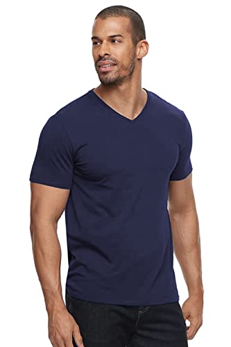 ADRO Mens V Neck Combo Plain Cotton T-Shirts_VCM2-PLN-NB-SB-XL