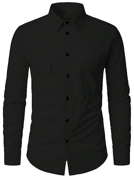Trillmixa MenS Polyester Shirt With Spread Collar Neck Full Sleeves Two Side Pockets Solid Pattern Relaxed Fit And Standard Len