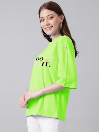 KOTTY Womens Cotton Blend Printed Oversized T-Shirts
