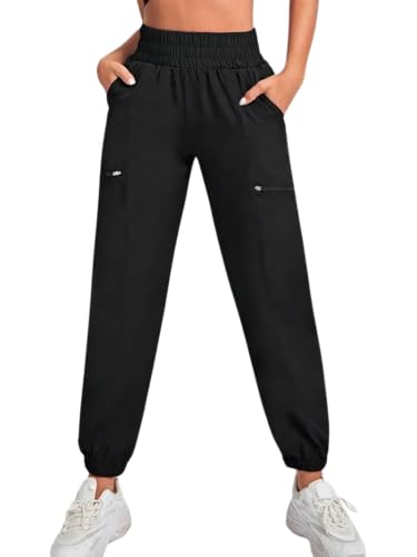 Leriya Fashion High Waist Trouser for Women | Summer Track Pants | Korean Trousers | Joggers Pants (X-Large, Black)