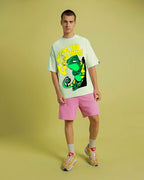 Bewakoof MenS Watching You Change Colours Graphic Printed 100% Cotton T-Shirt - Oversized Fit, Round Neck, Half Sleeves_592039_