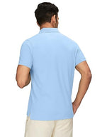XYXX Mens Cotton Solid Regular Fit Shirt (XY_CR14_Polo Tshirt_1_Sky Blue