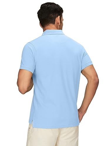 XYXX Mens Cotton Solid Regular Fit Shirt (XY_CR14_Polo Tshirt_1_Sky Blue