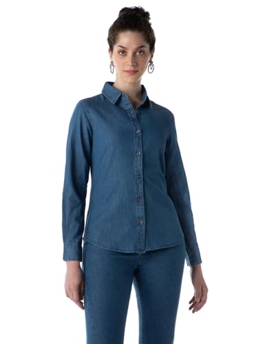 INKD Womens Regular Fit Shirt (INKAW23WSH-027_Blue Sea
