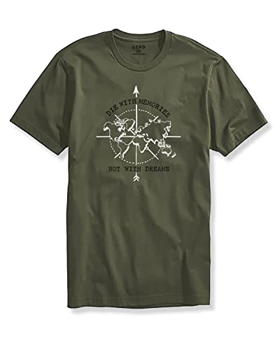ADRO Die with Memories Not with Dreams Mens Printed T-Shirt (RNR-M-DIE-OL_Olive_2XL)