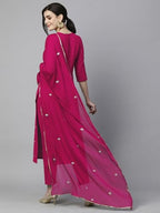 ANNI DESIGNER Womens Cotton Blend Embroidered Straight Kurta with Pant & Dupatta (Kasturi Pink-APL_3XL_Pink_XXX-Large)