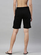 Enamor Essentials Womens Mid Rise Relaxed Fit 100% Cotton Knee Length Shorts Bermuda with Elasticated Waistband and Pockets