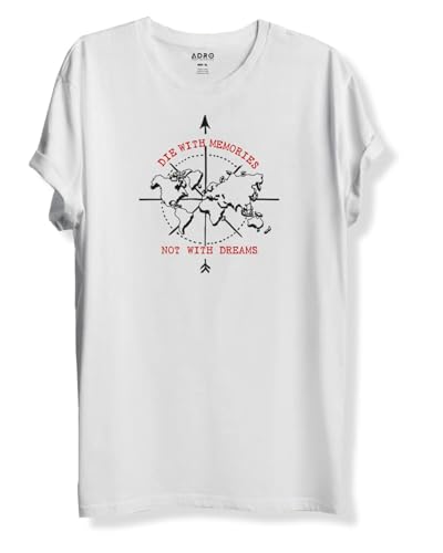 Adro Die With Memories Not With Dreams Mens Printed T-Shirt (L, White)