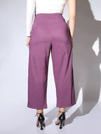 Leriya Fashion Trousers For Women || Solid Bi-Stretch Straight Trousers With 2 Front Pockets & Decorative Buckle || For Office |