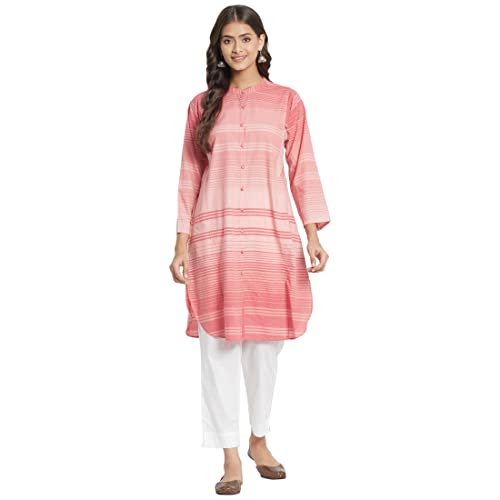 Fabindia Women Woven Knee Length Kurta Cotton_S Pink