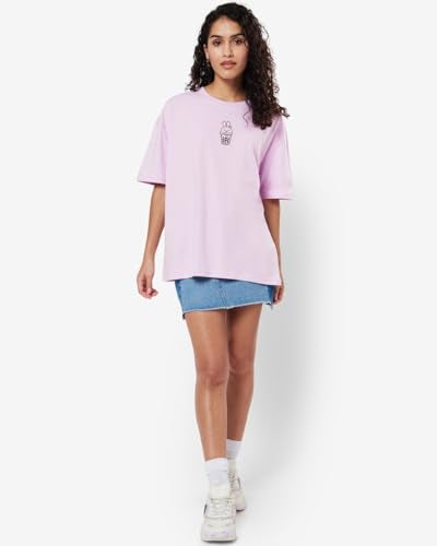 Bewakoof Women Graphic Print Purple Half Sleeve Crew Neck T-Shirt