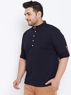 Bigbanana Plus Size MenS Regular Fit Solid Henley Tshirt (Warren,Navy Blue,4Xl)