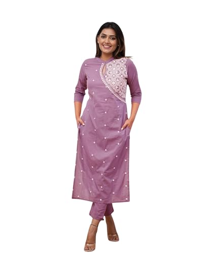 FABNEX Kurta Set for Women | Women Embroidered Kurta Set | Women Kurta Sets Kurtis | Women Kurta Pant Set (K-34-38) (in, Alpha, 
