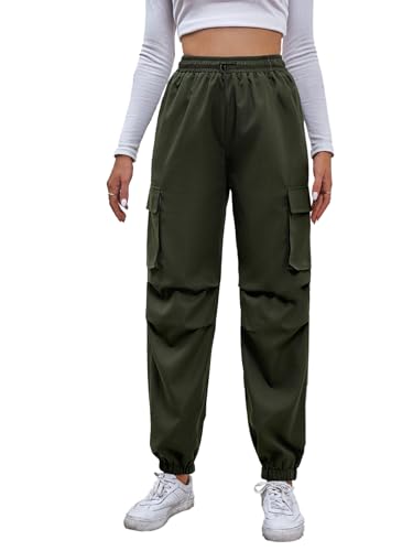 TAGDO Womens Relaxed Fit Cargo Joggers Pant (Women-Cargo-5157-Olive-32)