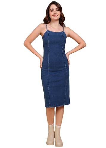 Nifty Womens Denim Stretchable Bodycon Dress (1476_BTA_M_Medium_Blue_Medium)