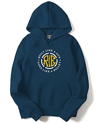 ADRO Men's Cotton Neck Hooded Sweatshirt (H21-M-BUL-SB_Teal_S)